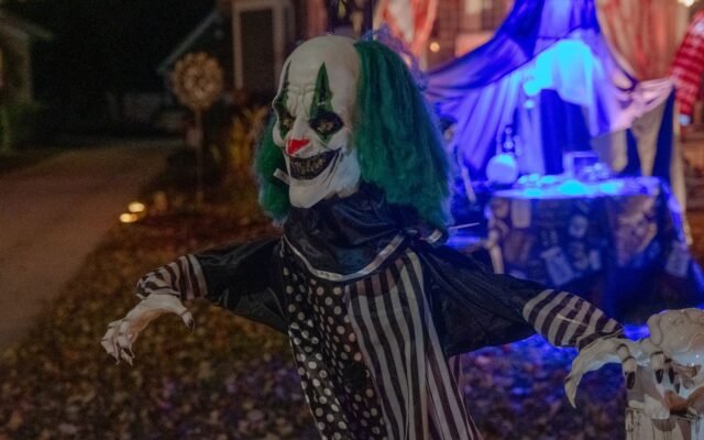 Décoration de clown effrayant lors d une nuit d Halloween, Fright Nights à Walibi Holland